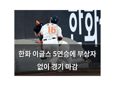 한화 이글스 5연승에 부상자 없이 경기 마감