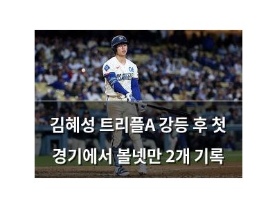 김혜성 트리플A 강등 후 첫 경기에서 볼넷만 2개 기록