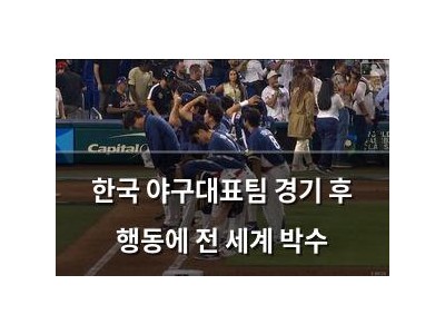 한국 야구대표팀 경기 후 행동에 전 세계 박수