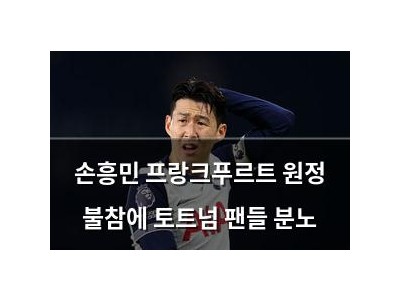 손흥민 프랑크푸르트 원정 불참에 토트넘 팬들 분노